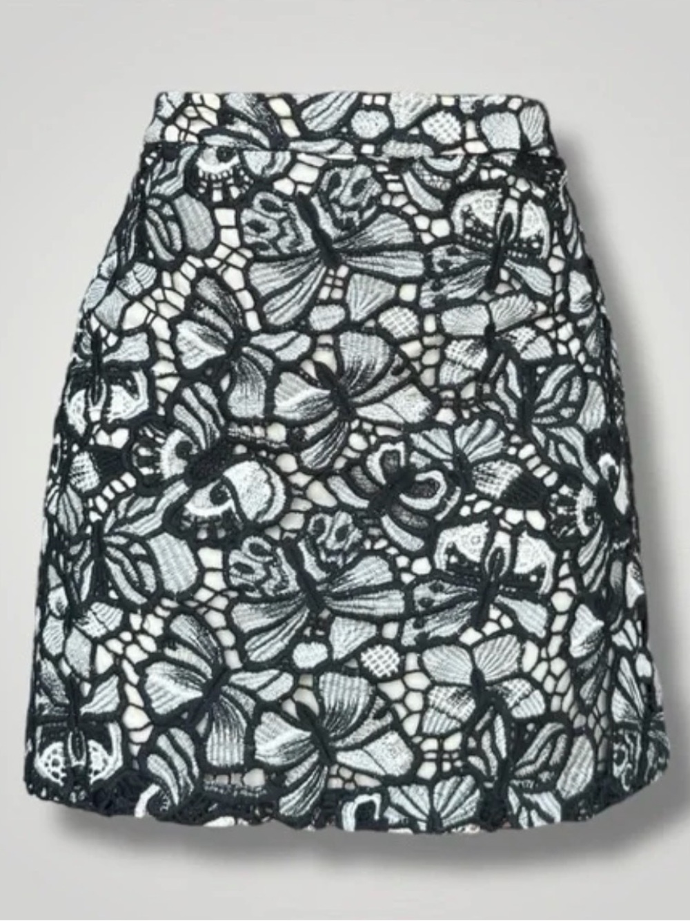 Alice + Olivia Riley Silk blend  Lace Overlay A-line Mini Skirt